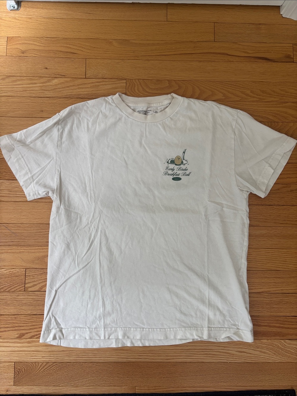 Abercrombie & Fitch White Short Sleeve Graphic Tee with Green and Yellow Logo